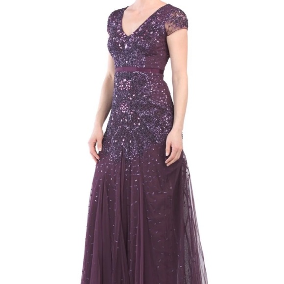 adrianna papell purple sequin dress Womens Adrianna Papell Evening/Formal Purple Dress W Sequins 100% Silk Size 10
